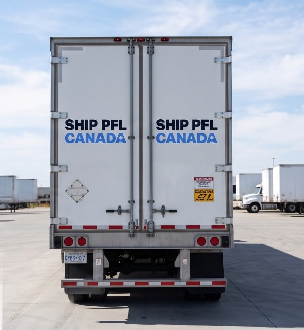 Rear doors of a Ship PFL Canada trailer